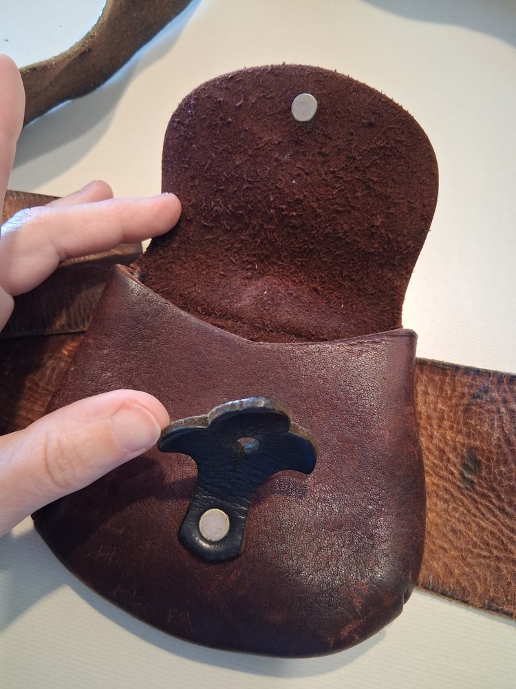 vintage leather ammo belt with pouch