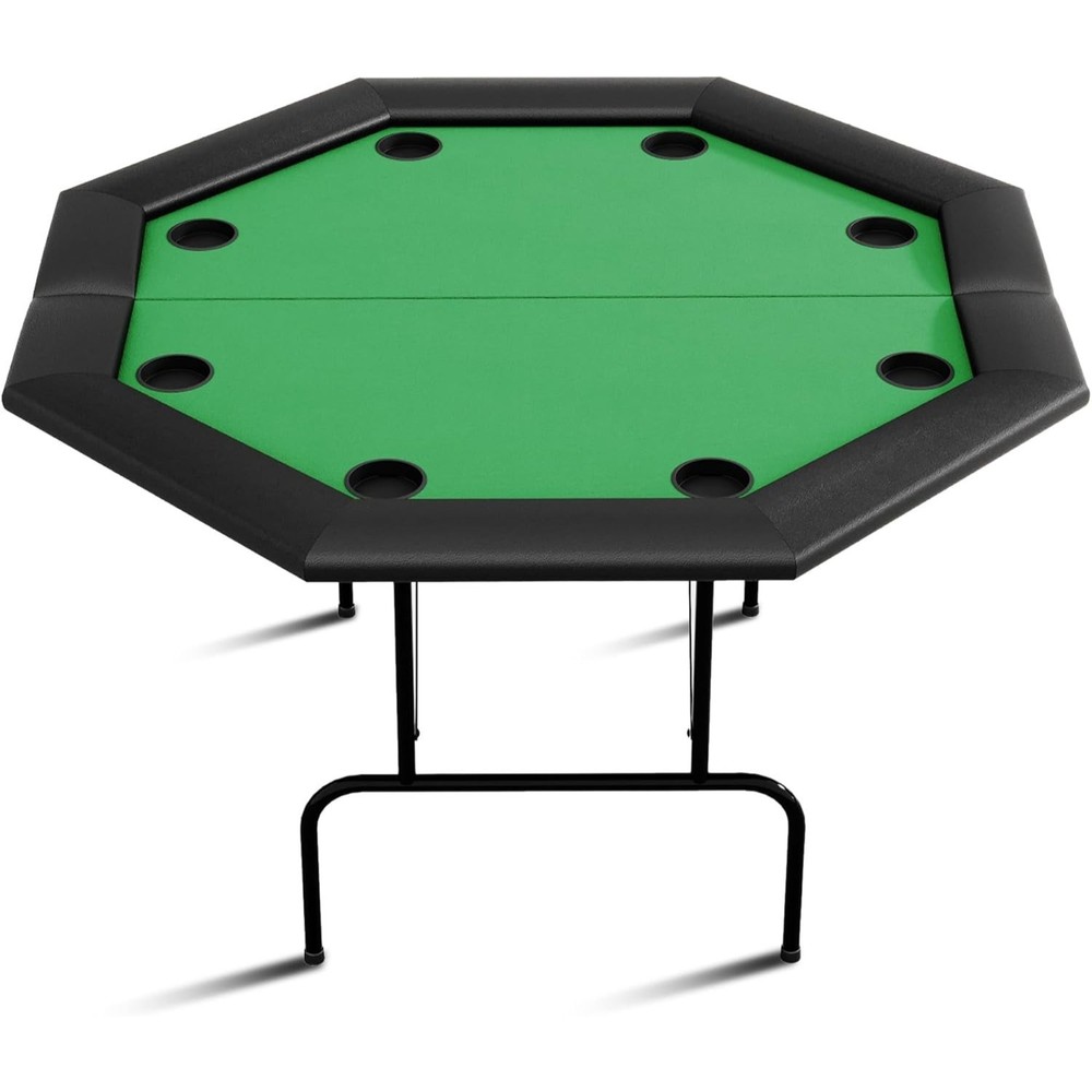 8 Player Poker Table Foldable, Octagonal Texas Hold'em Table with Cup Holders