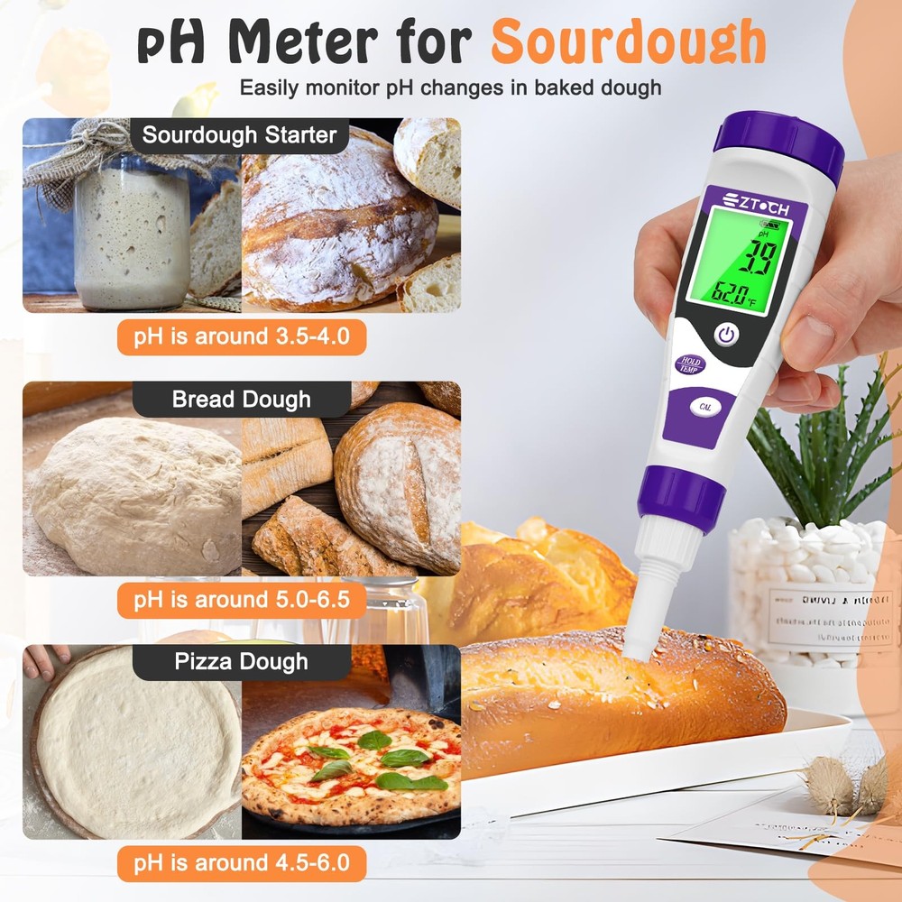 EZTOCH Food pH Meter, Digital Meter for Fermentation Canning...