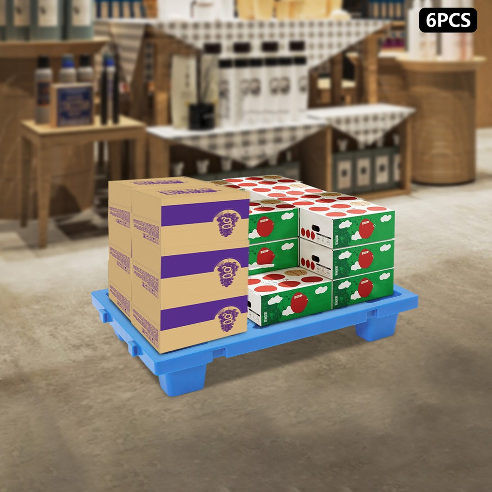 6Pcs Interlocking Storage Plastic Pallets Rectangular Pallets 100kg/220.46lbs