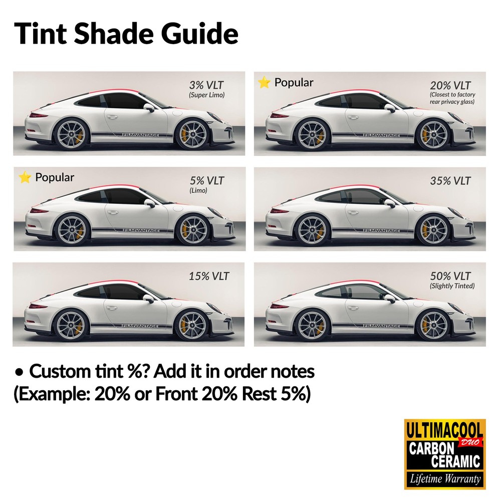 DUO CARBON CERAMIC PRECUT WINDOW TINT KIT FOR DEVILLE 2DR 85-89 SIDE + REAR