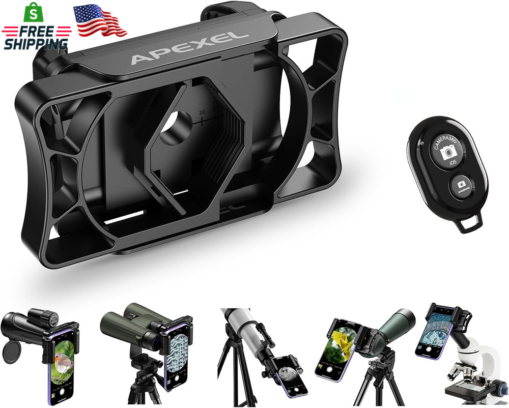 VERO Telescope & Binocular Phone Adapter w/ Bluetooth Remote for Android & iPhon