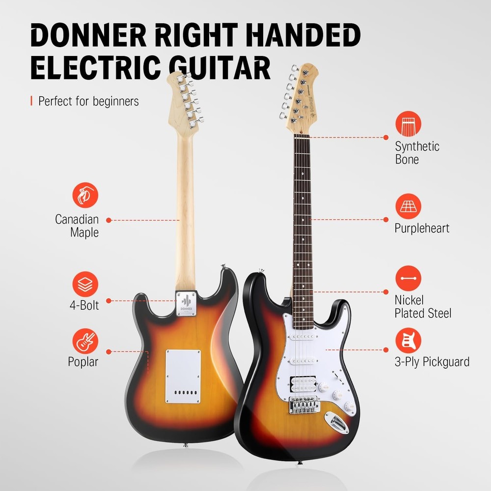 Donner DST 100S Full Size Electric Guitar Sunburst