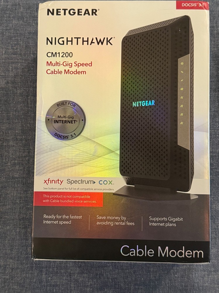 NETGEAR NIGHTHAWK CM1200 Multi-Gig Speed Cable Modem   open box