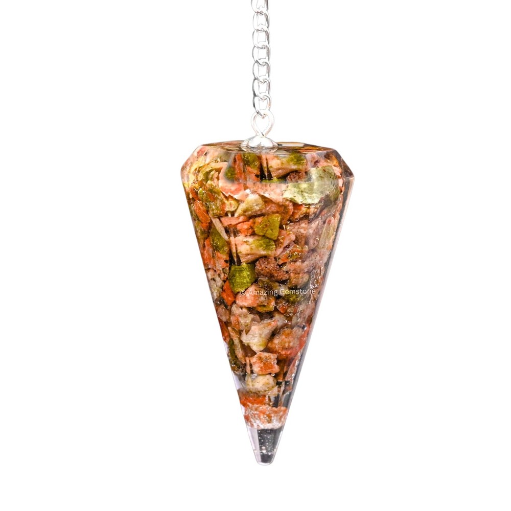 Unakite Orgone Crystal Pendulums