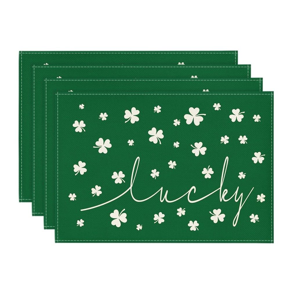 Artoid Mode Green Lucky Shamrock St. 12" x 18", Rectangular 4 Pcs,