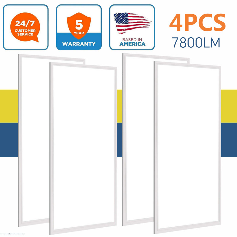 2x4 FT LED Flat Panel Troffer Light, 4 Pack 75 Watts 8400LM Drop Ceiling Lights