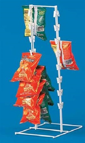 Spring Clip Rack Countertop Chips Candy Snacks White Metal Double Sided