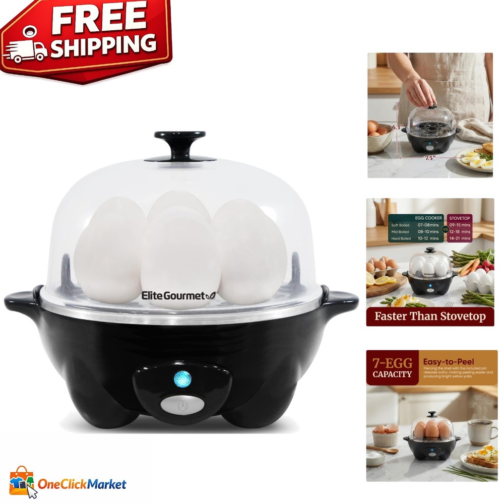 Easy Egg Cooker: Make 7 Soft, Medium, or Hard Boiled Eggs with Auto Shut-Off