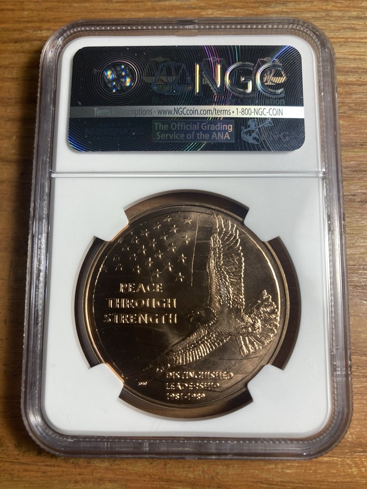 2000 Dated NGC MS68 RD Ronald & Nancy Reagan US Mint Medal Bronze