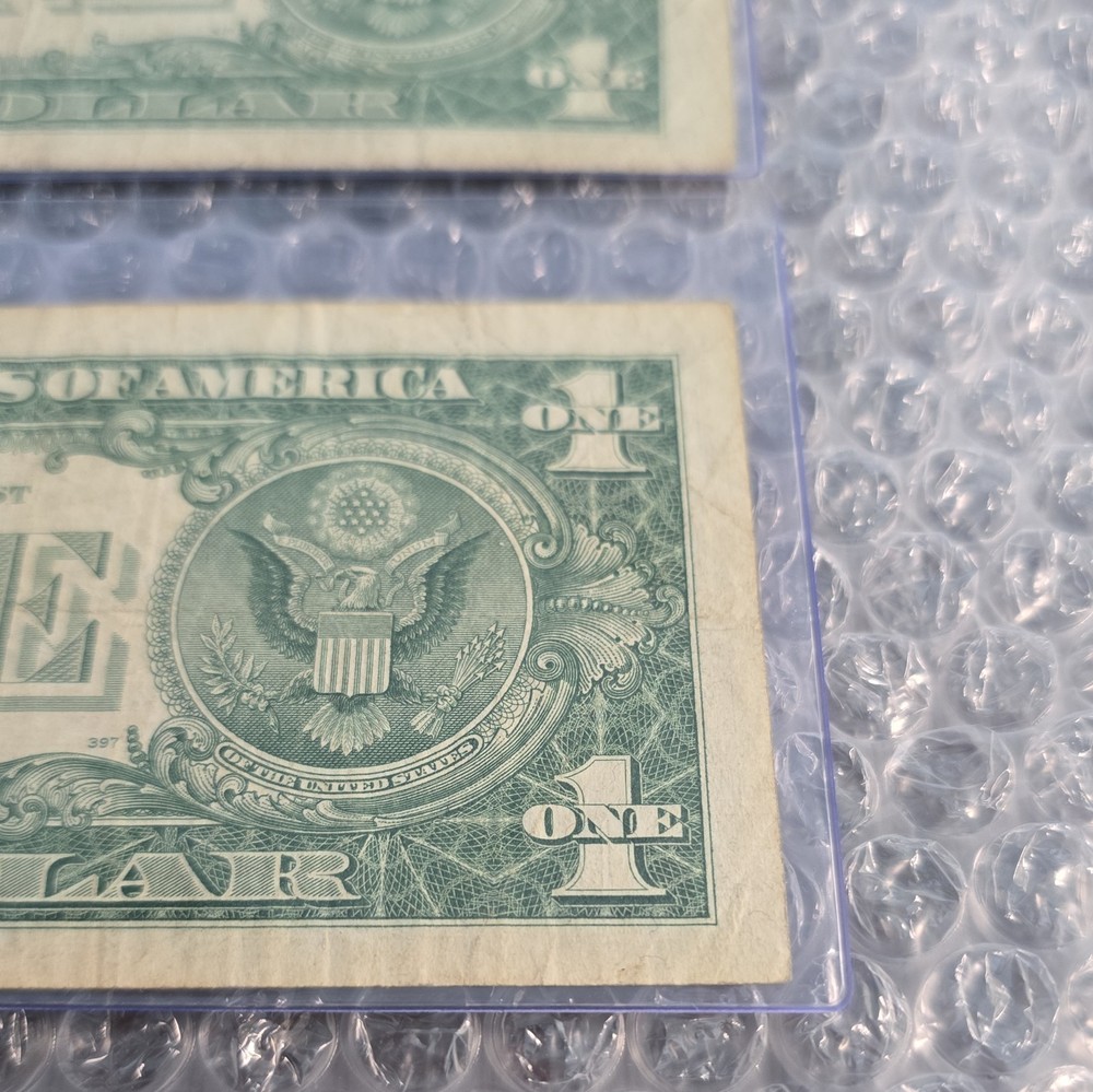 TWO-$1 1957B SERIES SILVER CERTIFICATES