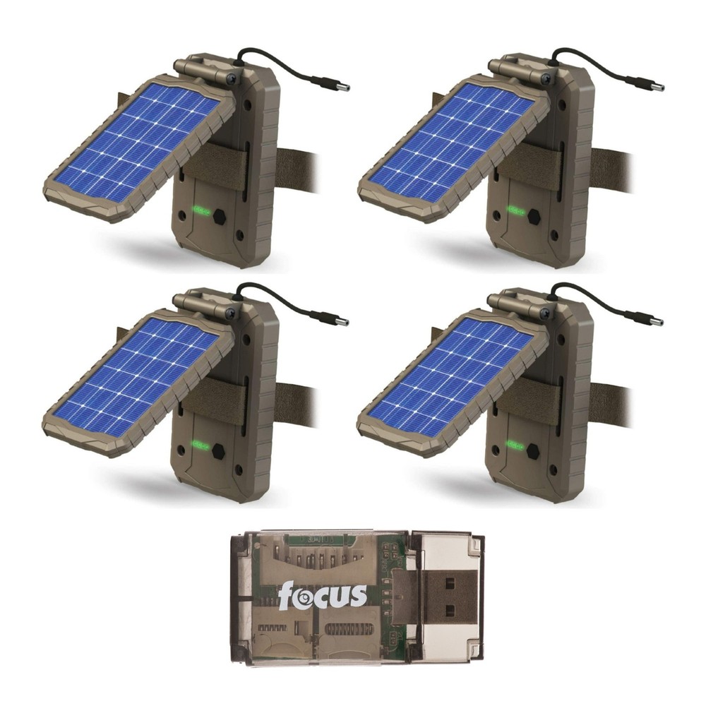 Stealth Cam Lithium Solar Power Panel 4 Pack with Card Reader Hunting