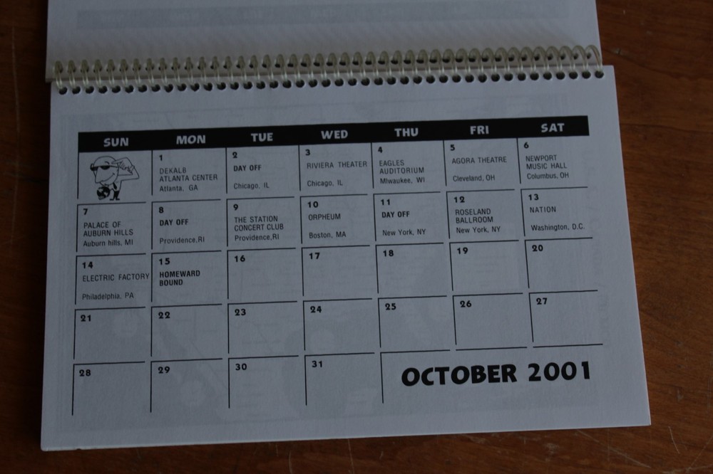Anthrax / Tour Itinerary / USA Fall 2001