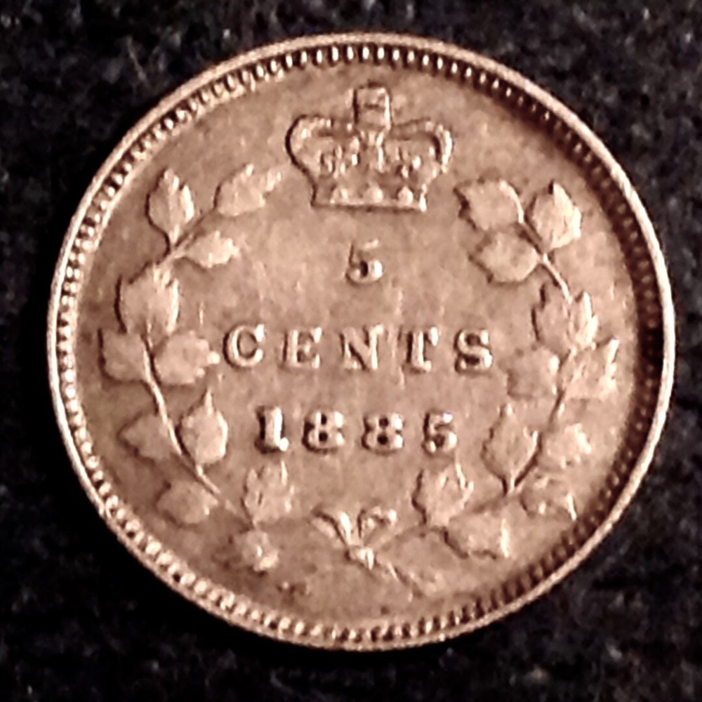 1885 Canada Victoria Five 5 Cents - Small 5 cd
