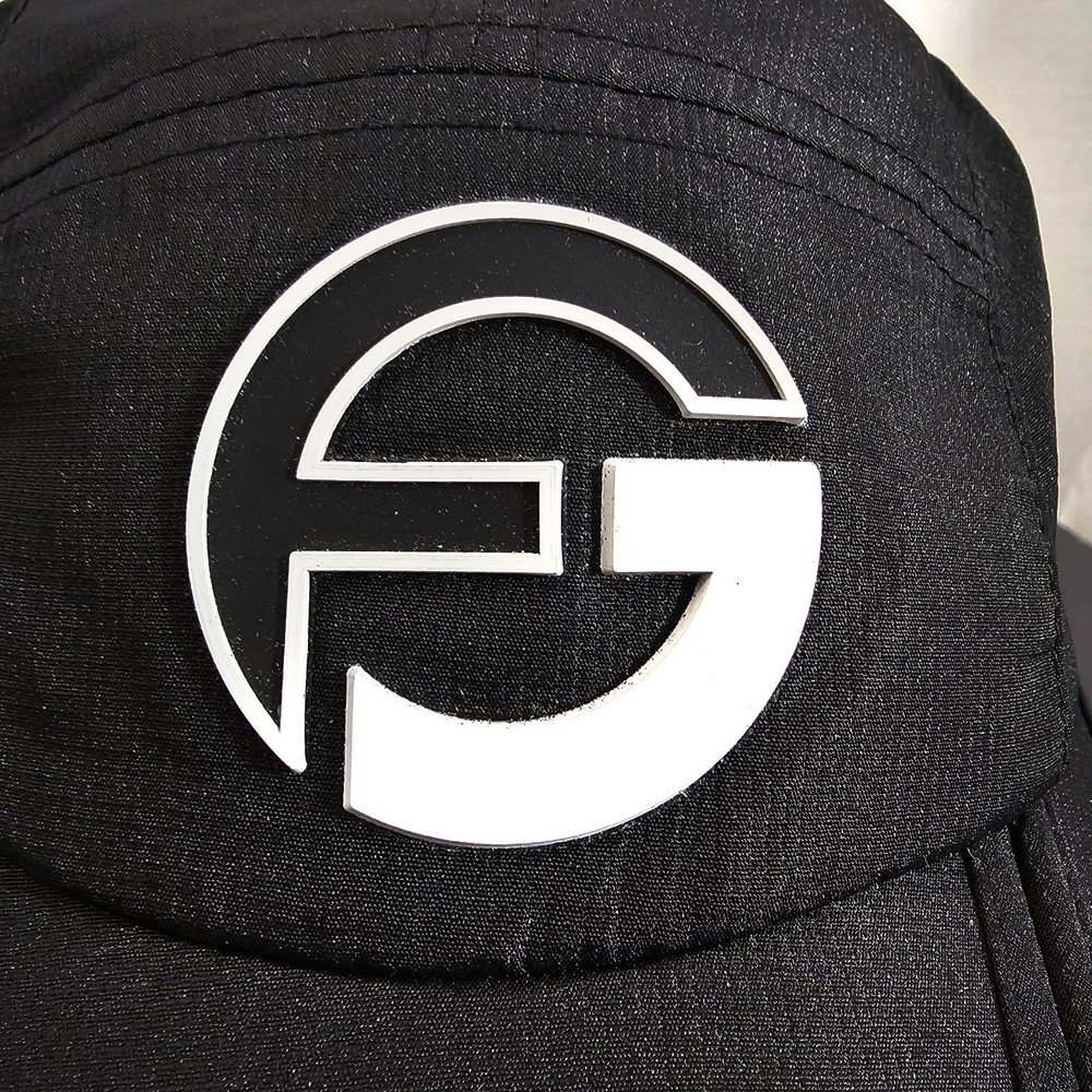 Foray Foldable Black Golf Hat Rubberized Logo Hook & Loop Adjustable Strap