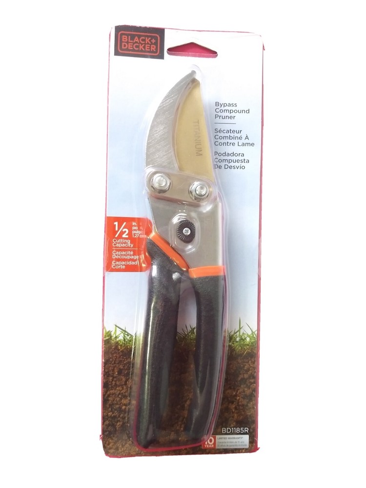 BLACK & DECKER Bypass Pruner w/ Titanium Coating, Black/Silver