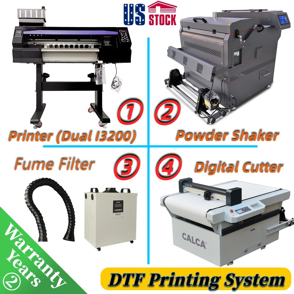 24" DTF System - Printer (Dual I3200) + Powder Shaker + Filter + Digital Cutter