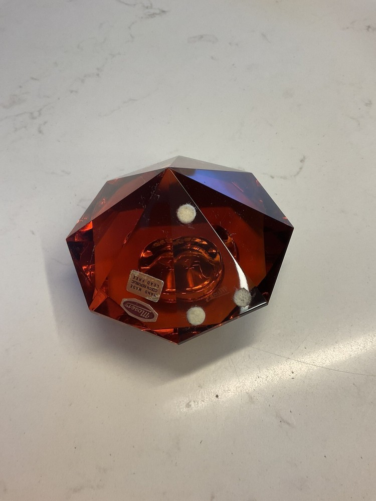 Moser Red Crystal Clock Signed