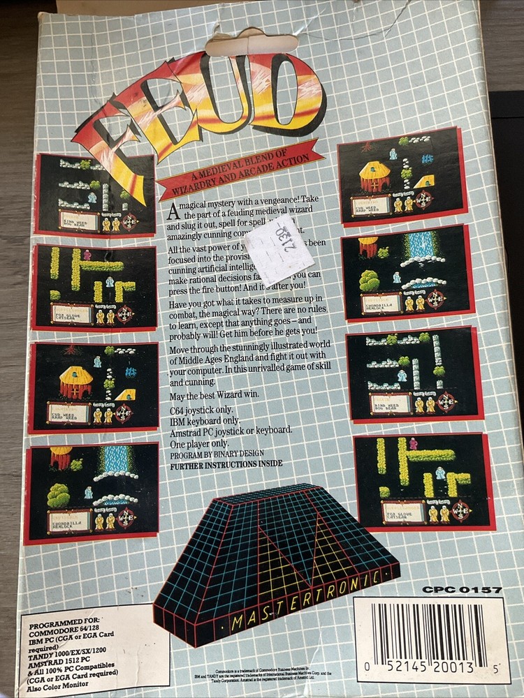 Vintage Commodore 64 128 IBM PC Mastertronic Feud Game Disk Box