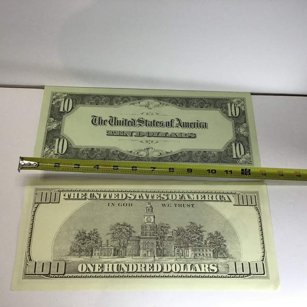 12" copy of $100 & $10 Bills