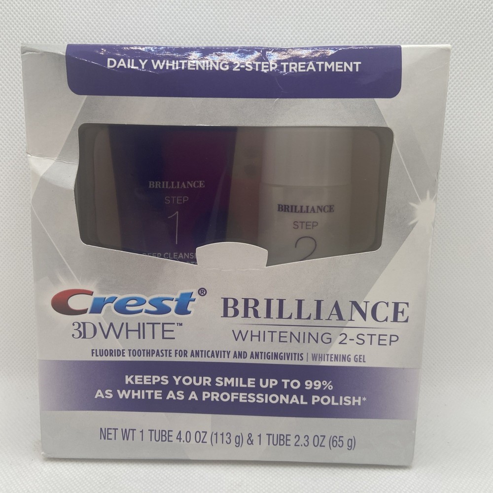 Crest 3D White Brilliance 2 Step Kit – Toothpaste 4oz + Whitening Gel 2.3oz