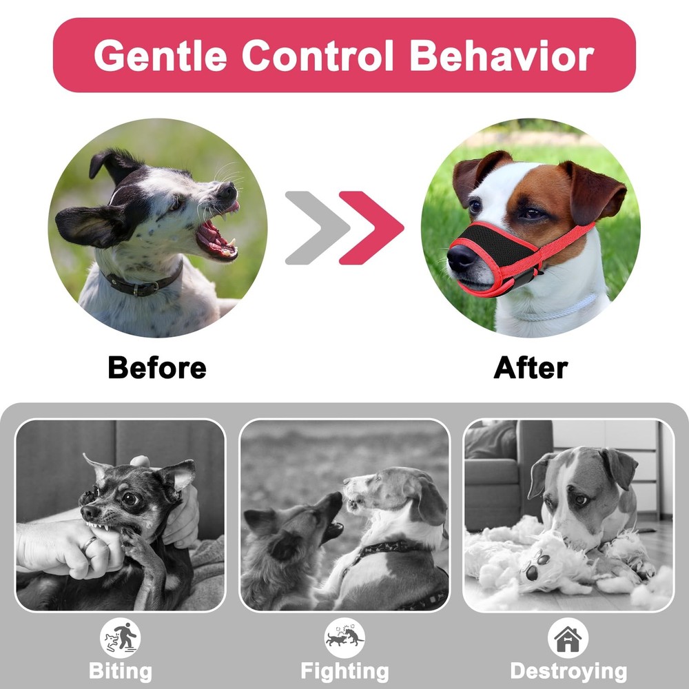 Dog Muzzle Anti Biting Barking and Chewing with Comfortable Mesh Soft Fabric ...