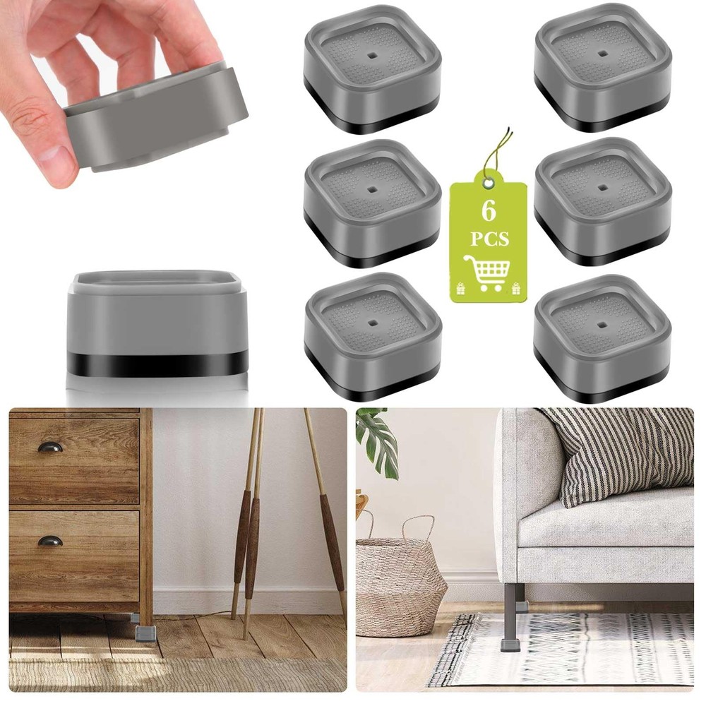 6-Pack 1" Furniture Risers Adjustable Stackable Bed Raisers Blocks Square