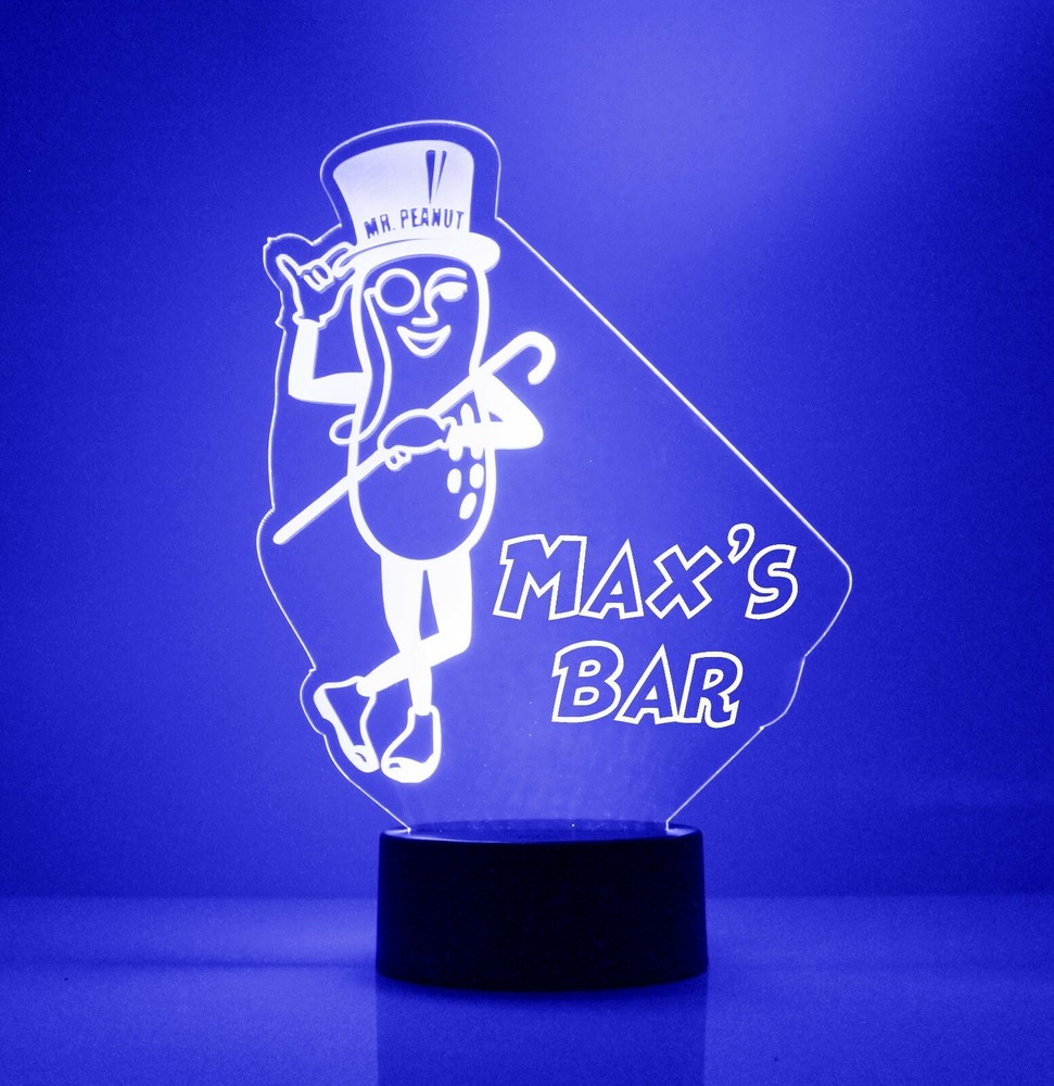Mr. Peanut Logo LED Night Light, with Remote Control, Engraved Light Up