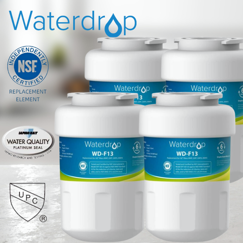 Waterdrop MWF® Refrigerator Water Filter, Replacement for GE® Smart Water,4 Pack