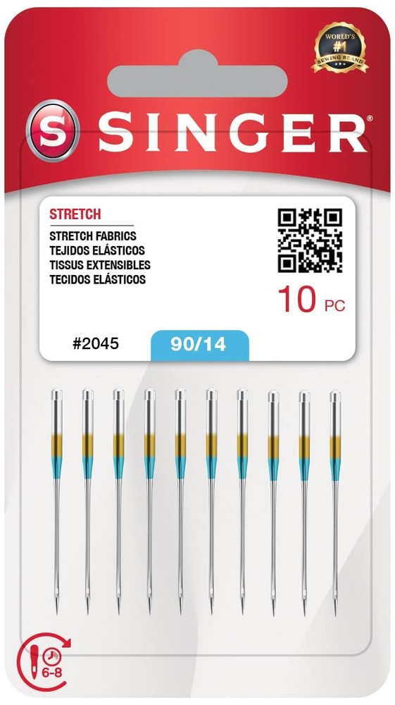 SINGER 10-Pack Stretch 2045 Sewing Machine Needles, Size 90/14