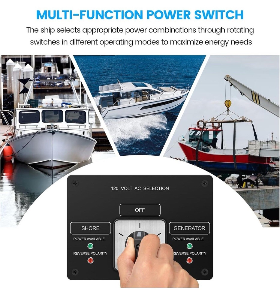 AC Rotary Switch Panel 2 Position 120V 30A Selector Switch Reverse Polarity LED