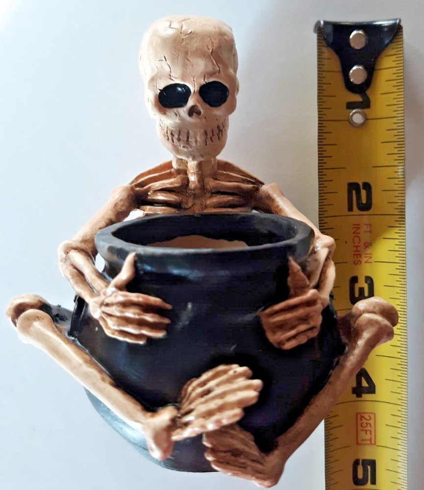 Creepy Skeleton Tabletop Candle Holder Cauldron