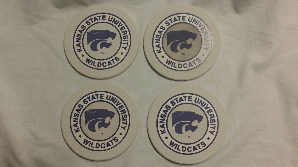 4 Kansas State University KSU Absorbant Sandstone Coasters