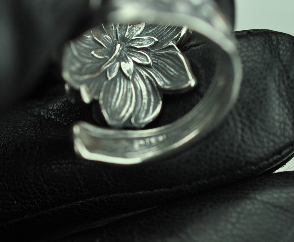 Solid 925 Sterling Silver Large Daisy Flower Floral Adjustable Spoon Ring