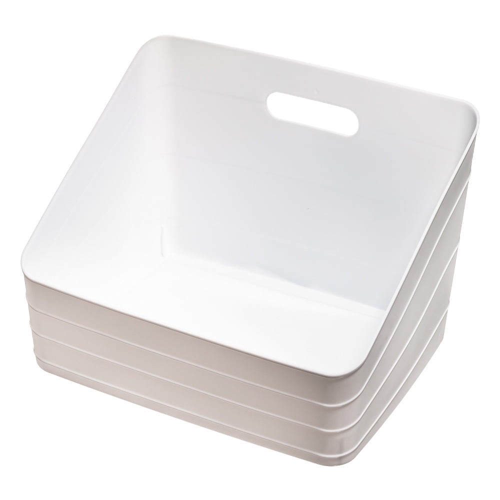 Wide Plastic Slanted Closet Organizer Bin W/ Handle Arctic White
