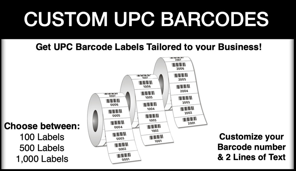 UPC Barcode Labels CUSTOMIZABLE 2.5 x 1 inch Perforated Barcode Label Stickers