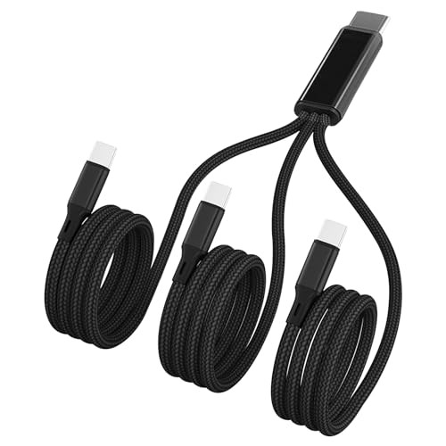 Multi USB C Cable 3 in Multiple Type C Charging,3A Splitter USB-C 4FT 1 Black