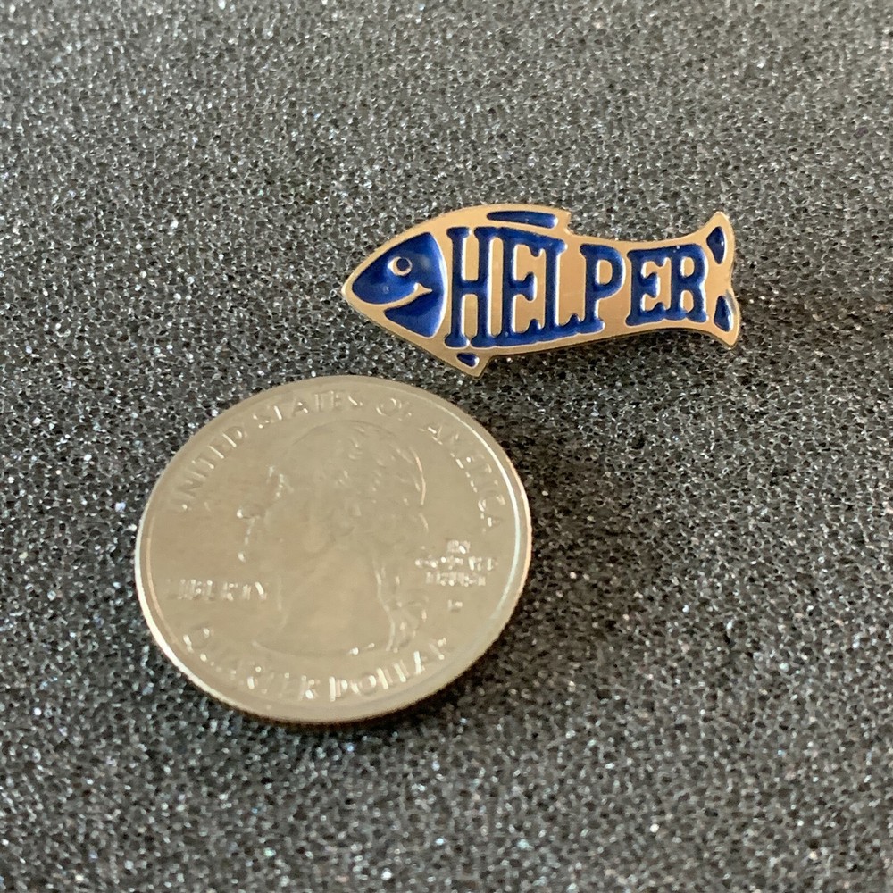 Helper Fish Gold Tone Small Pin Pinback #40928