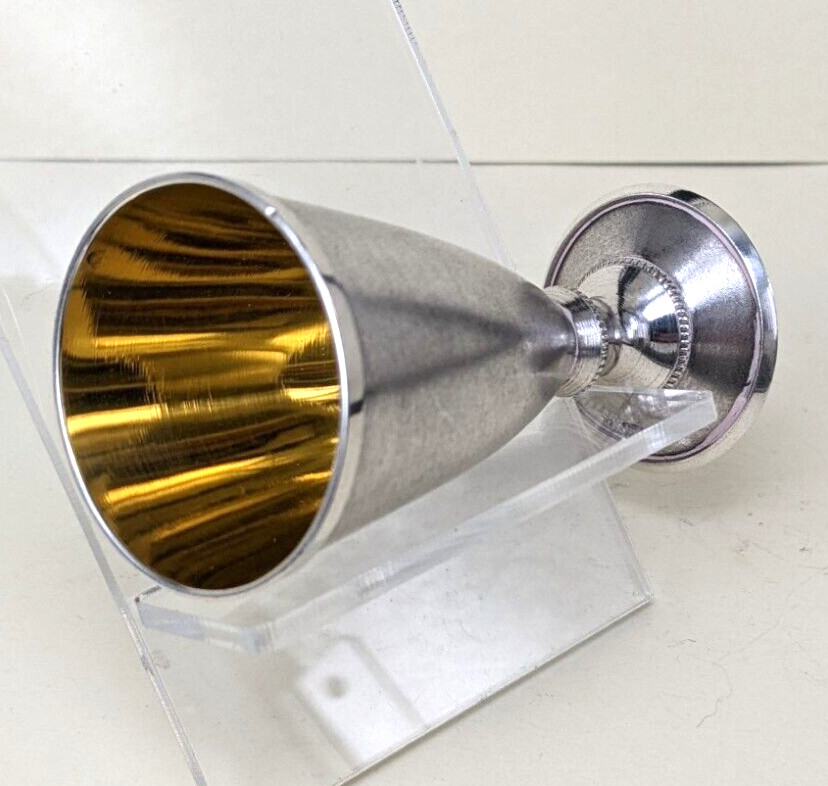 Russian Solid silver vodka cup or spirits shot cup gold gilded interior