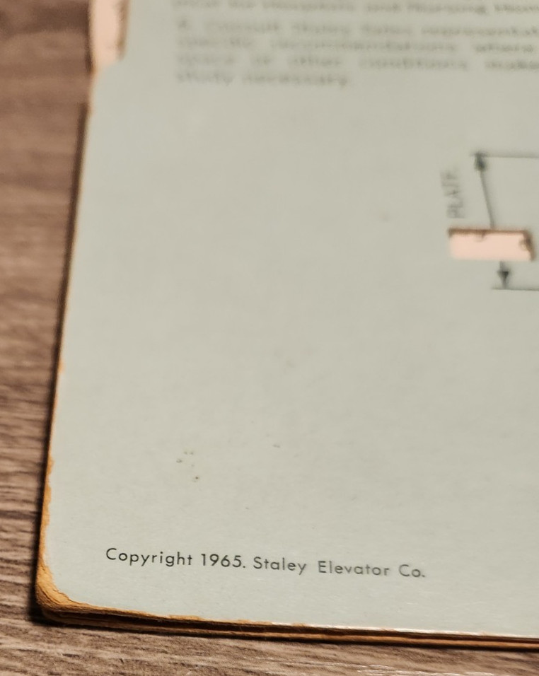 Vintage Staley Elevator Co., Inc Elevator Calculator Please read description