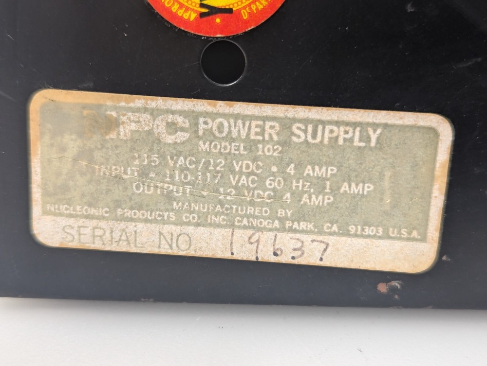 NPC Model 102 Power Supply 115VAC/12 VDC 4 Amp Solid State