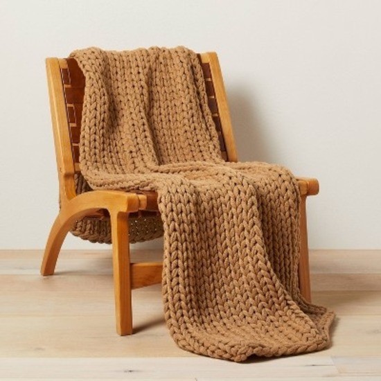 50"x70" Oversized Solid Bed Throw Warm Brown - Casaluna