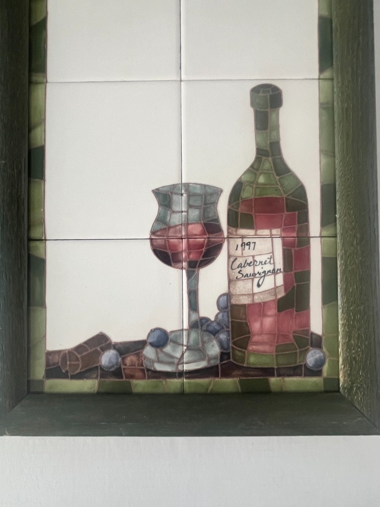 1997 Cabernet Wine Write on Wipe Off Notes Ceramic TILES Framed Empty Nest