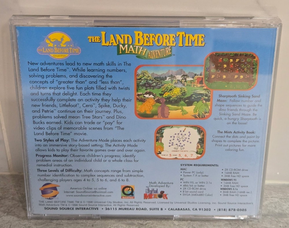 Interactive The Land Before Time Math Adventure CD-ROM Windows Untested