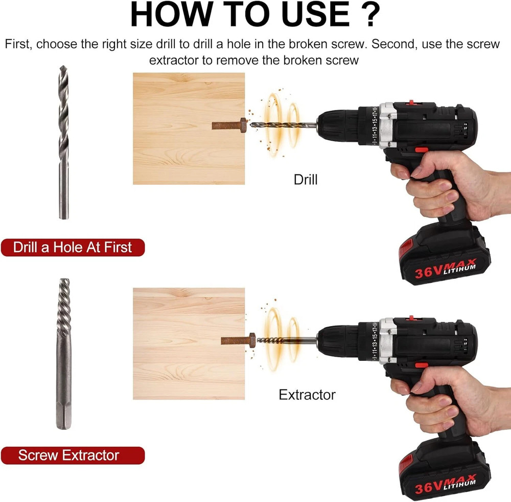 Screws Bolt Extractor Set W/Drill Bit Kit Lug Nut Extraction Sockets 26PCS