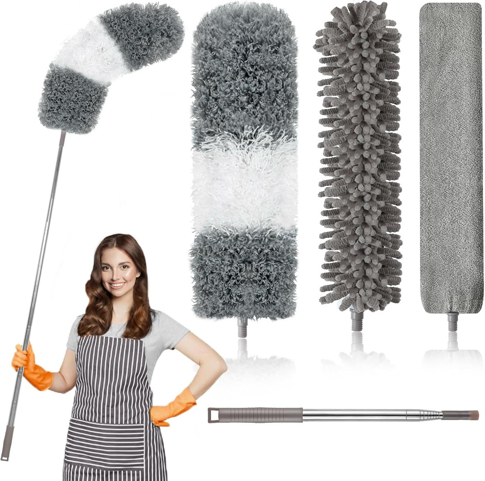 Microfiber Duster 4pc Extendable Pole 30-100 Inches