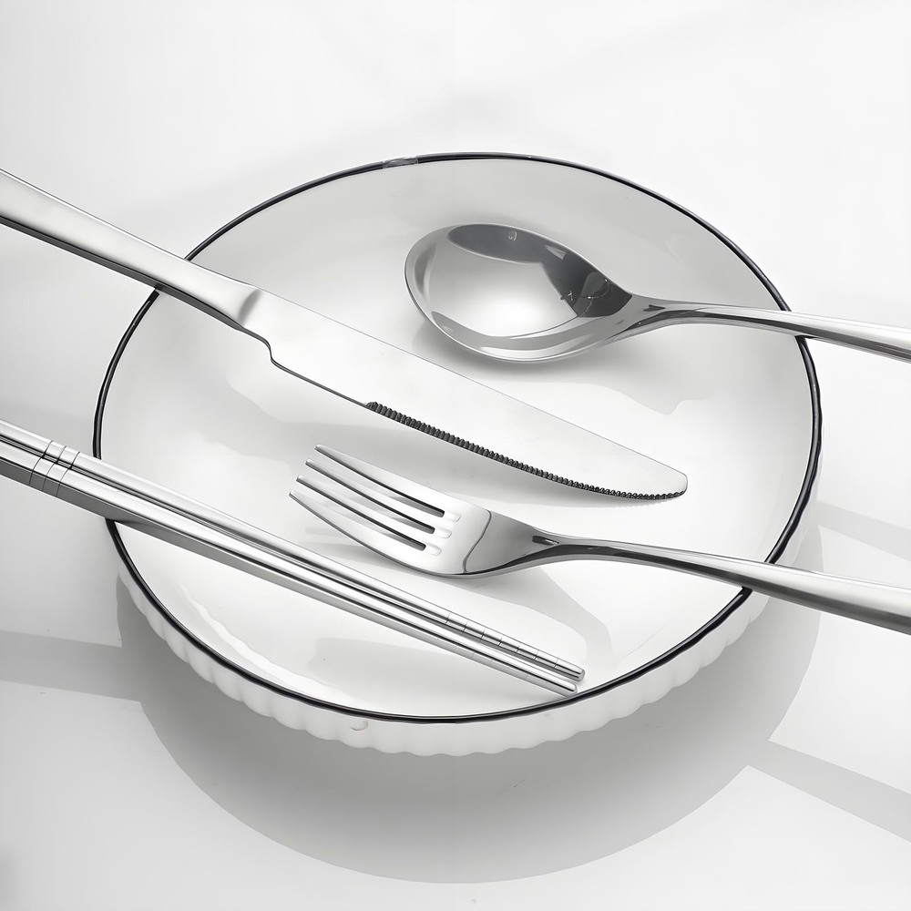 titanium tableware set, travel tableware with box, including titanium fork, k...