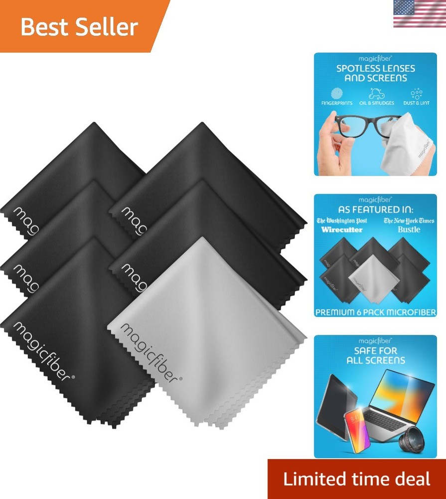 Versatile 6 Pack Microfiber Cloths - Perfect for Eyeglasses, Screens & Gadgets