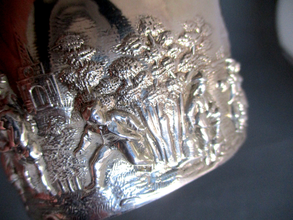 1902 SOLID SILVER TEA CADDY OVAL EMBOSSED FULLY HALLMARKED 83g EDWARDIAN FRENCH