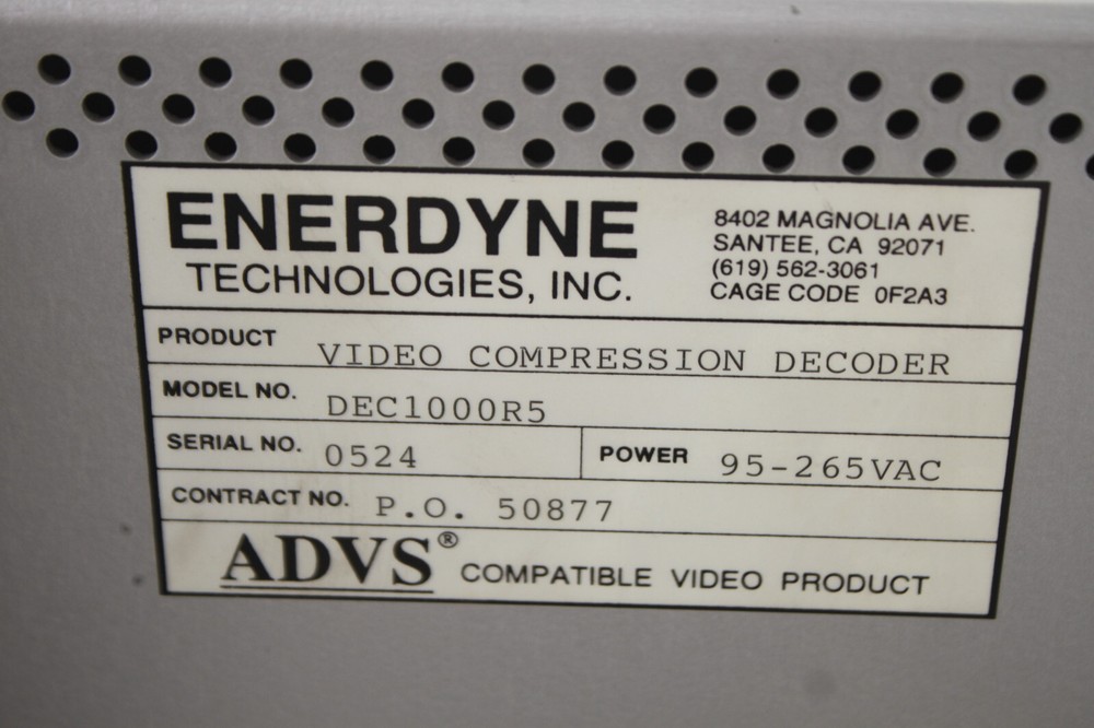 ENERDYNE ADVS DEC1000R5 COMPRESSED VIDEO DECODER w/ 4 MODULE CARDS
